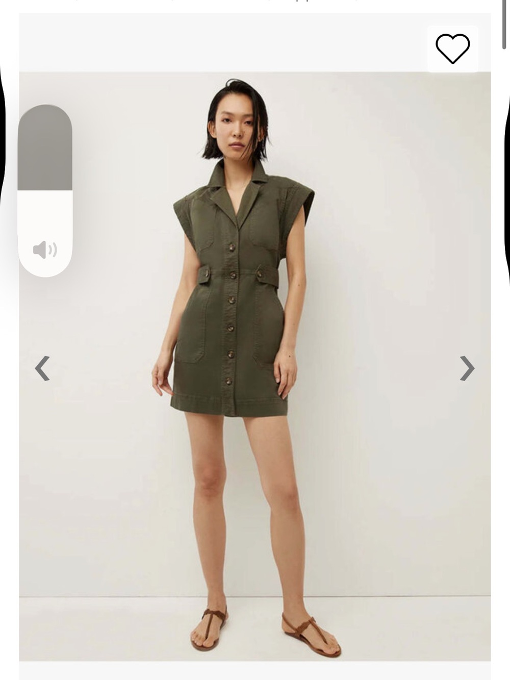 Veronica Beard Olive Green Sleeveless Shirt Dress